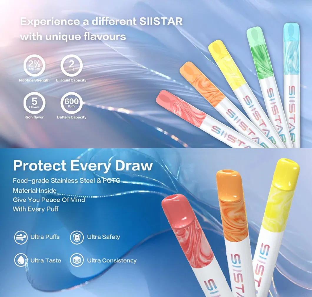 Siistar Rich Flaovrs Portable 600 Puffs Vape Pod with 550mAh Battery Type-C